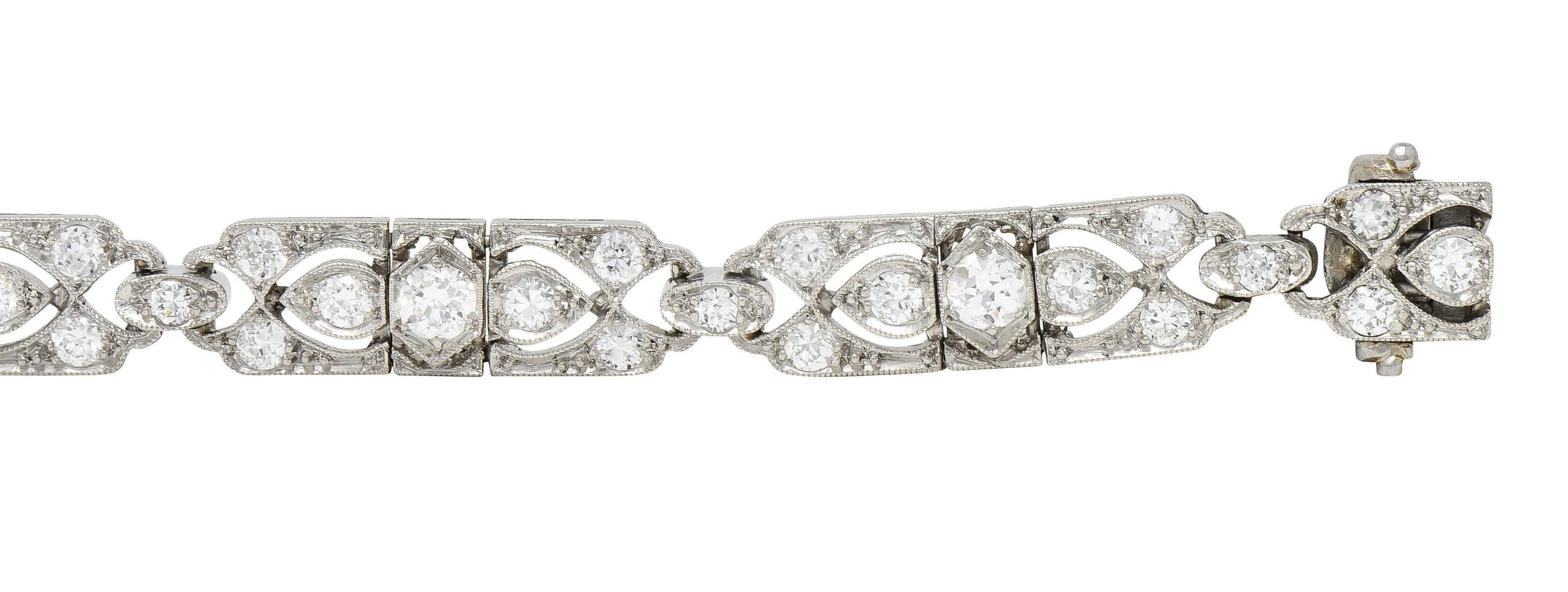 Tiffany & Co. Art Deco 3.36 CTW Diamond Platinum Geometric Antique Line Bracelet For Sale 1