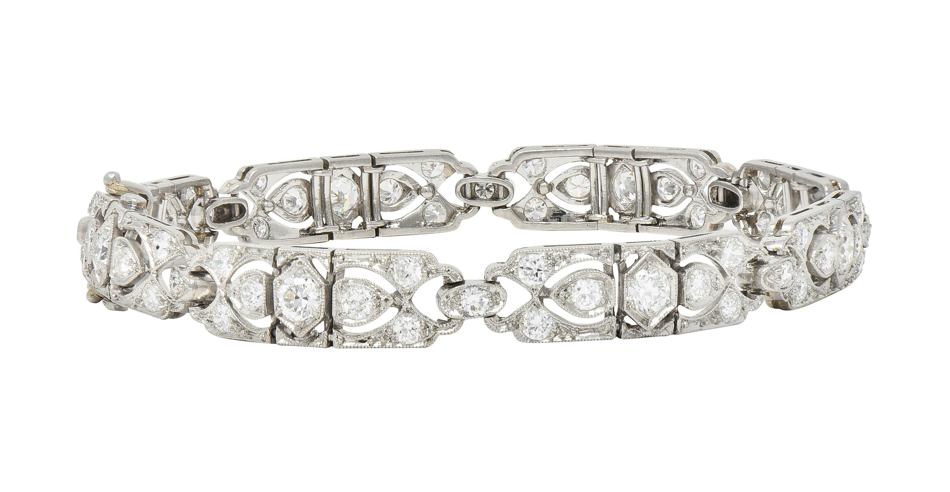 Tiffany & Co. Geometrisches antikes Art-Déco-Armband mit 3,36 Karat Diamant in Platin, Art déco im Angebot 3