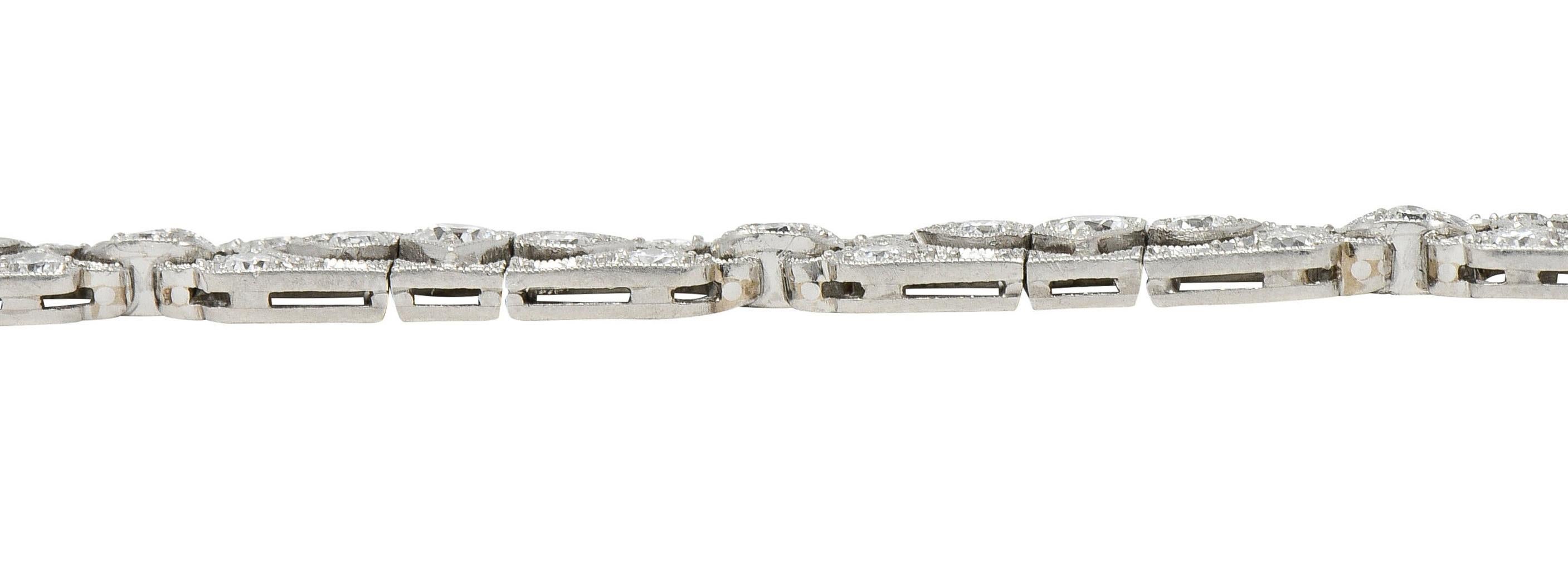 Tiffany & Co. Art Deco 3.36 CTW Diamond Platinum Geometric Antique Line Bracelet For Sale 3