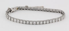 Tiffany & Co. Art Deco 5 CTW Diamond Emerald Platinum Line Tennis Bracelet