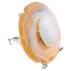 Tiffany & Co. Art Deco Agate Stone Desk Clock