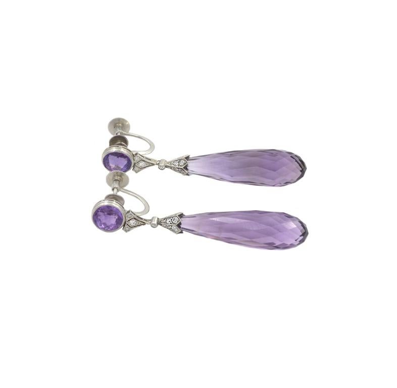Tiffany & Co. Art Deco Amethyst Earrings In Good Condition For Sale In Los Angeles, CA