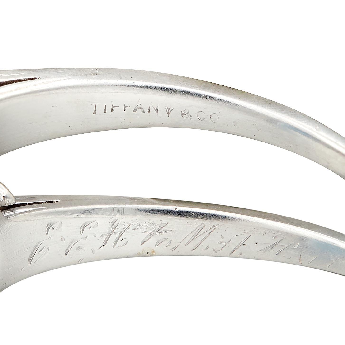 Tiffany & Co. Art Deco Aquamarin Diamant Platin Vintage Scroll Cocktail Ring im Angebot 4