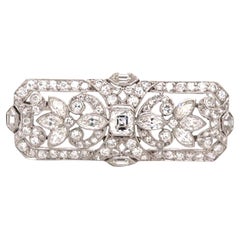 Tiffany & Co. Art Deco Asscher Old European Marquise Diamond Platinum Brooch Pin