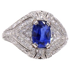 Tiffany & Co. Art Deco Burma Sapphire Diamond Platinum Ring