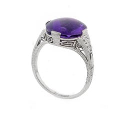 Tiffany & Co. Art Deco Cabochon Amethyst and Diamond Ring