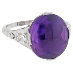 Tiffany & Co. Art Deco Cabochon Amethyst and Diamond Ring