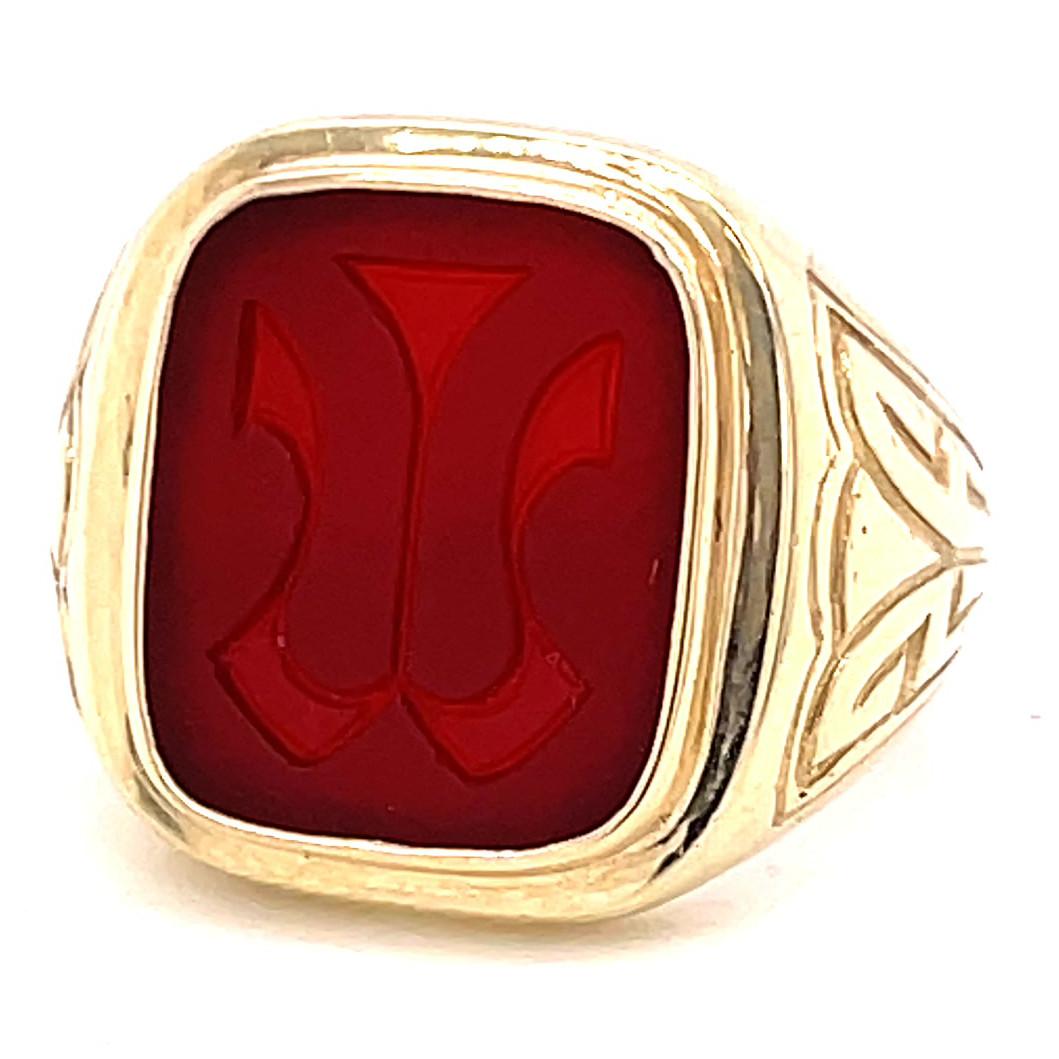 Mixed Cut Tiffany & Co. Art Deco Carnelian Signet Ring