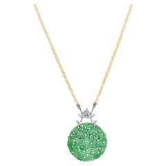 Tiffany & Co. Art Deco Carved Jade Dragon Seed Pearl Diamond Platinum Necklace