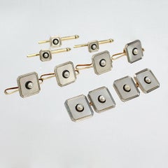 Tiffany & Co Art Deco Cufflink Dress Set in 14K Gold & Platinum with Seed Pearls