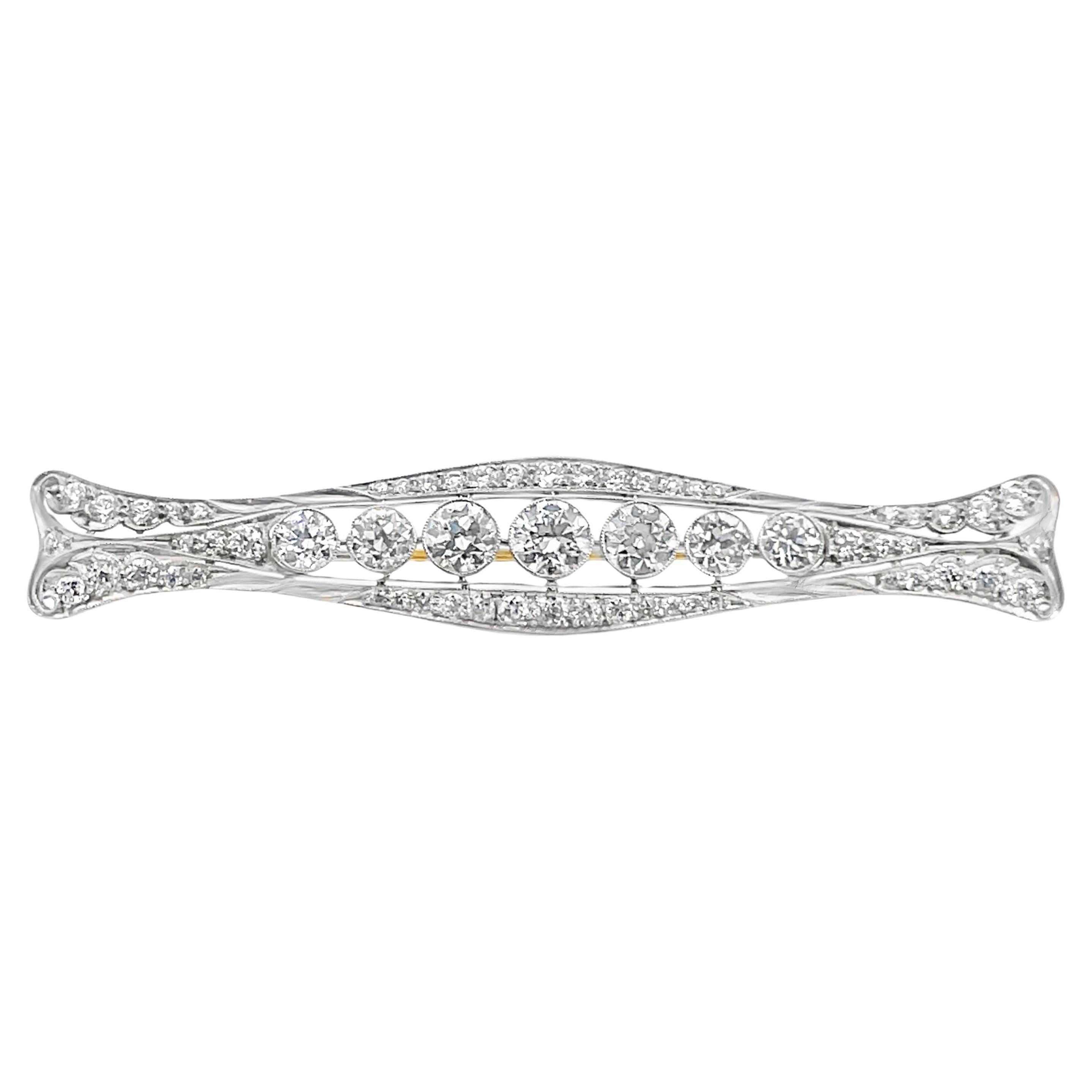 Round Cut Tiffany & Co Art Deco Diamond Brooch For Sale