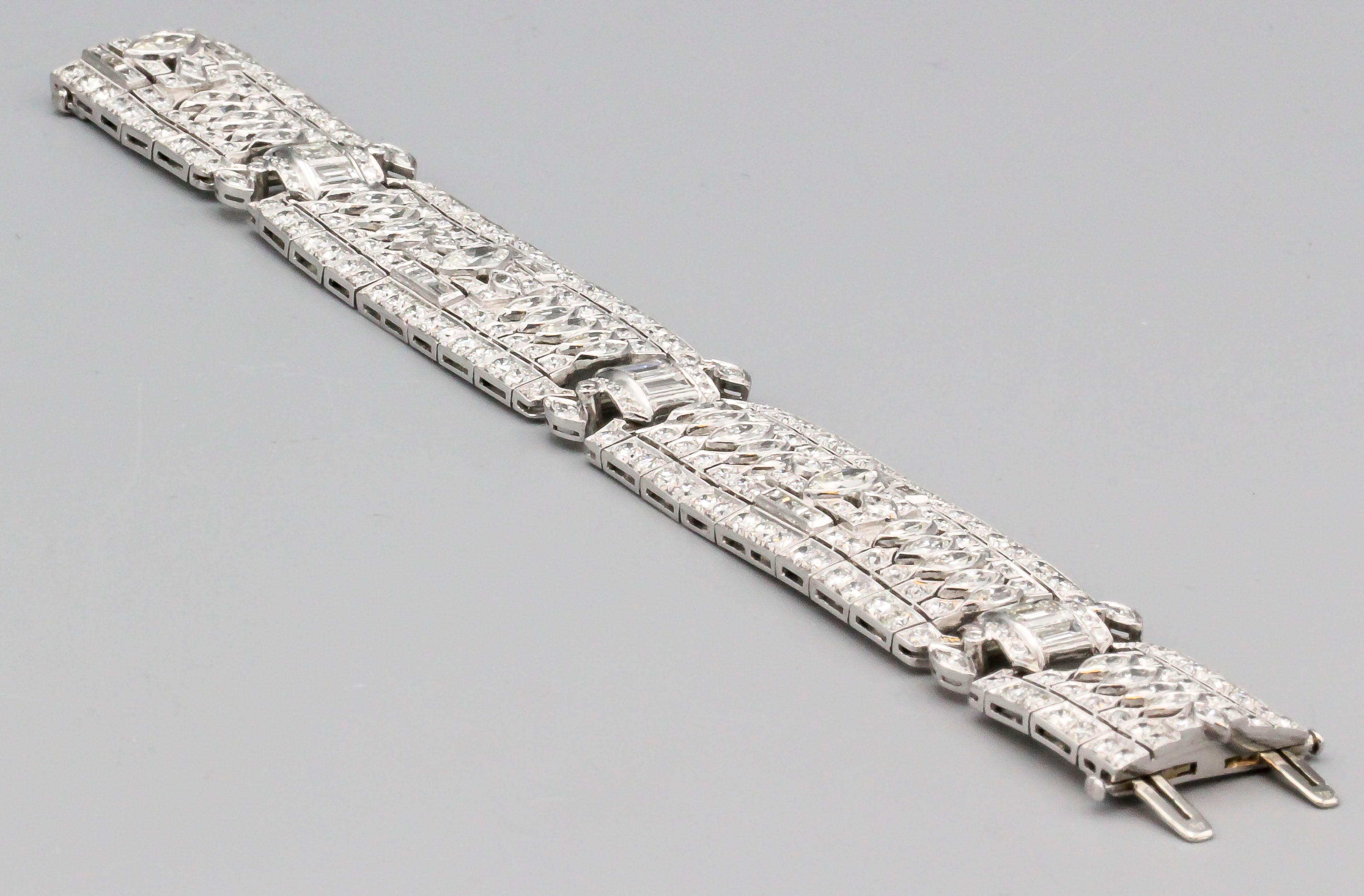 Marquise Cut Tiffany & Co. Art Deco Diamond Platinum Bracelet
