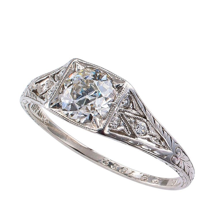 Tiffany and Co. Art Deco Diamond Platinum Engagement Ring at 1stDibs ...