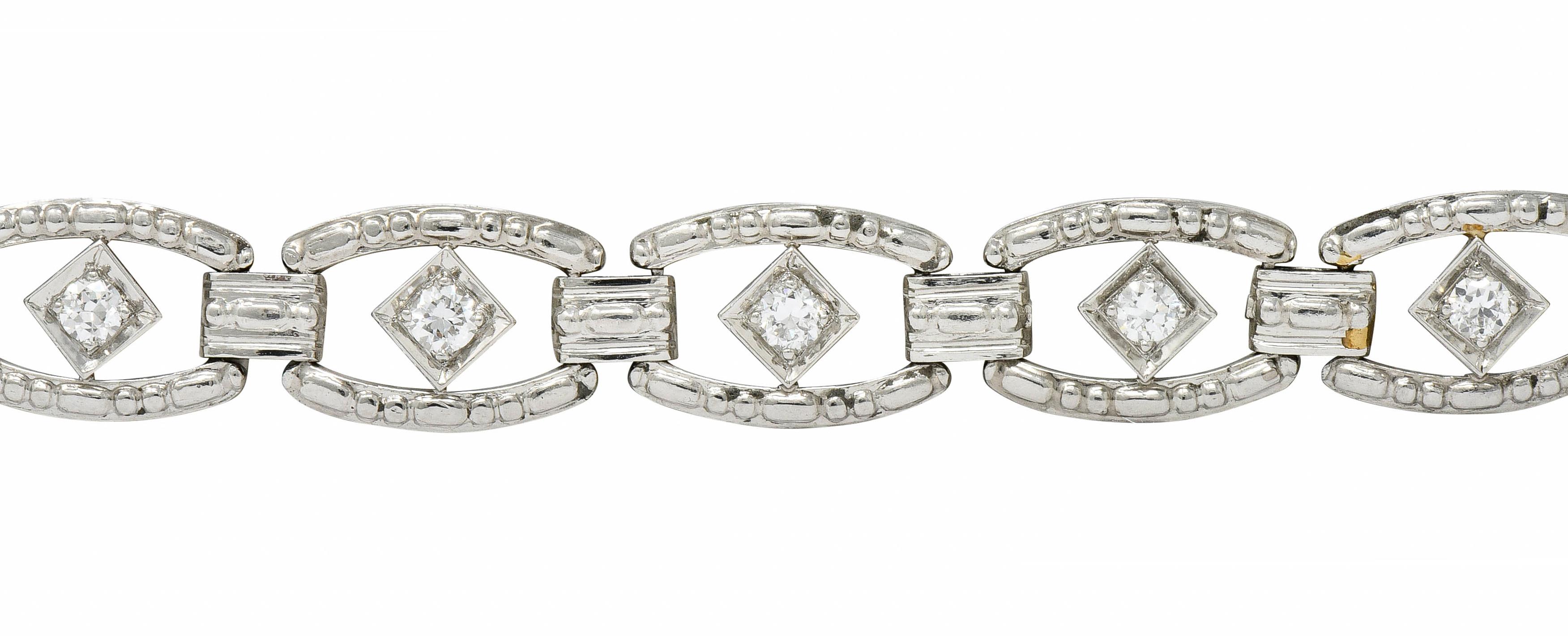 Tiffany & Co. Art Deco Diamond Platinum Link Bracelet In Excellent Condition In Philadelphia, PA