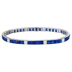 Tiffany & Co. Art Deco Diamond Sapphire Platinum Line Bracelet