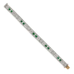 Tiffany & Co. Art Deco Emerald and Diamond Bracelet