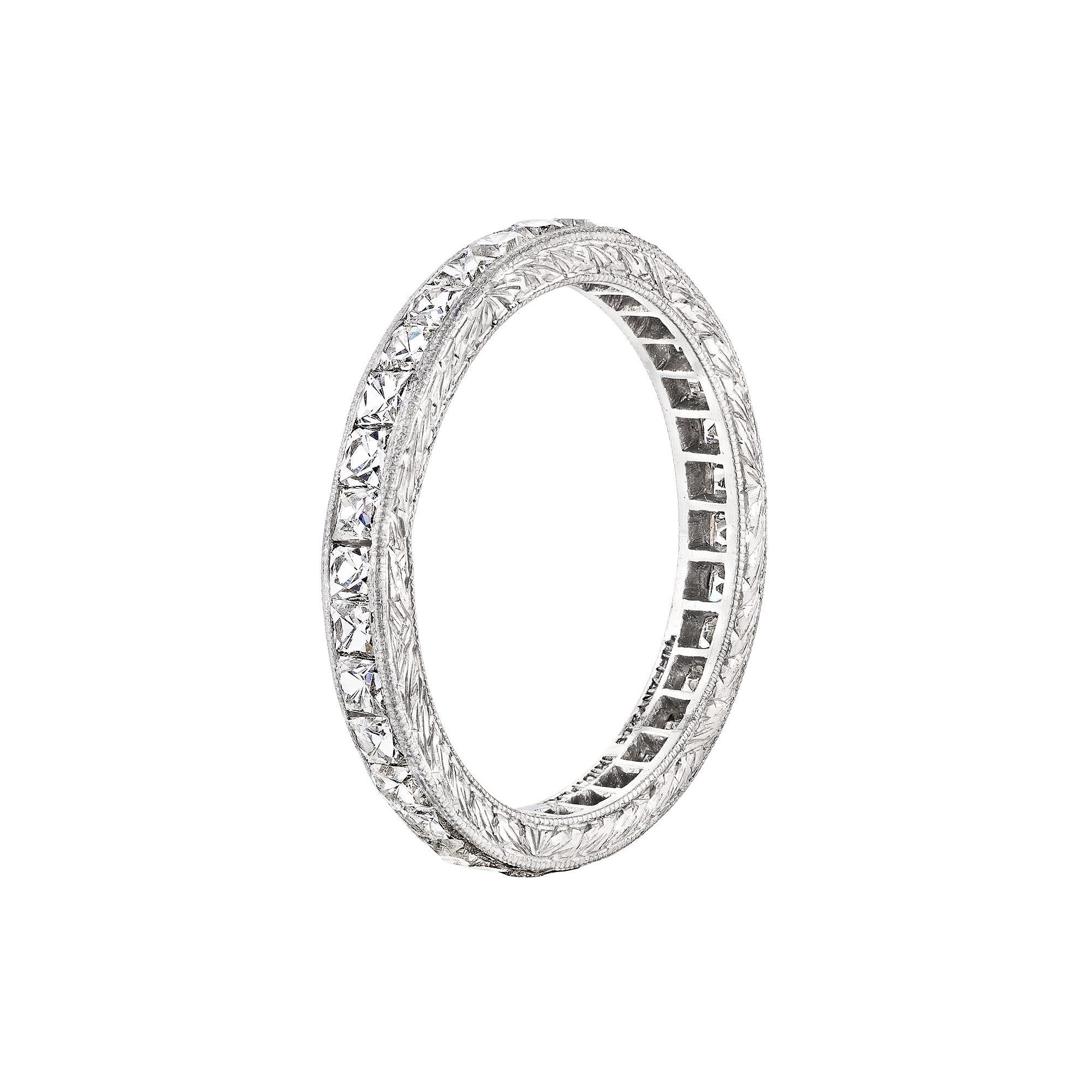 Tiffany And Co Art Deco French Cut Diamond Platinum Eternity Band Ring