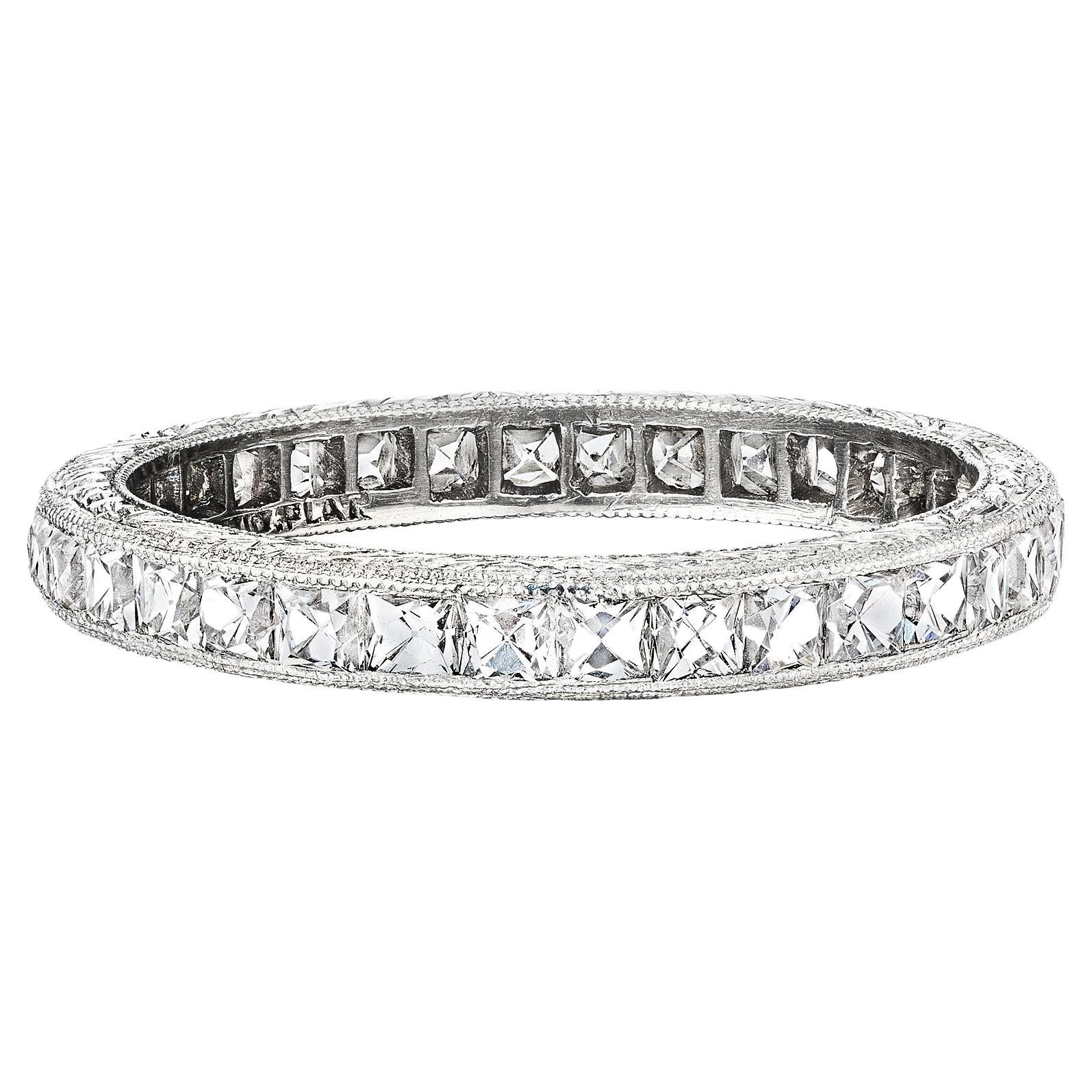 Tiffany & Co. Art Deco French Cut Diamond Platinum Eternity Band Ring For Sale