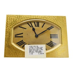 Tiffany & Co. Art Deco French Made Hammered Brass and Gilt Desk Clock, 1930s