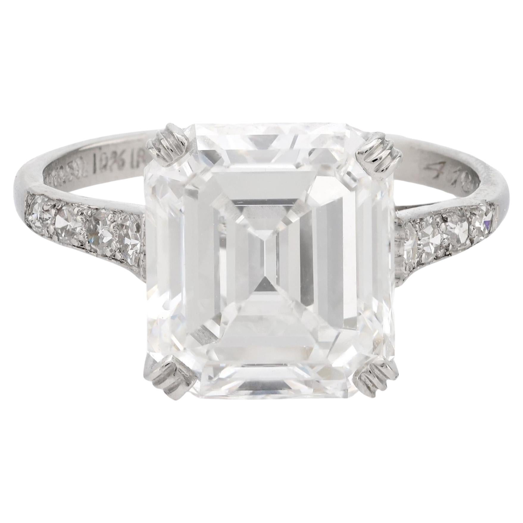 Tiffany & Co. Art Deco Verlobungsring, GIA 5,03 Karat Diamant Platin