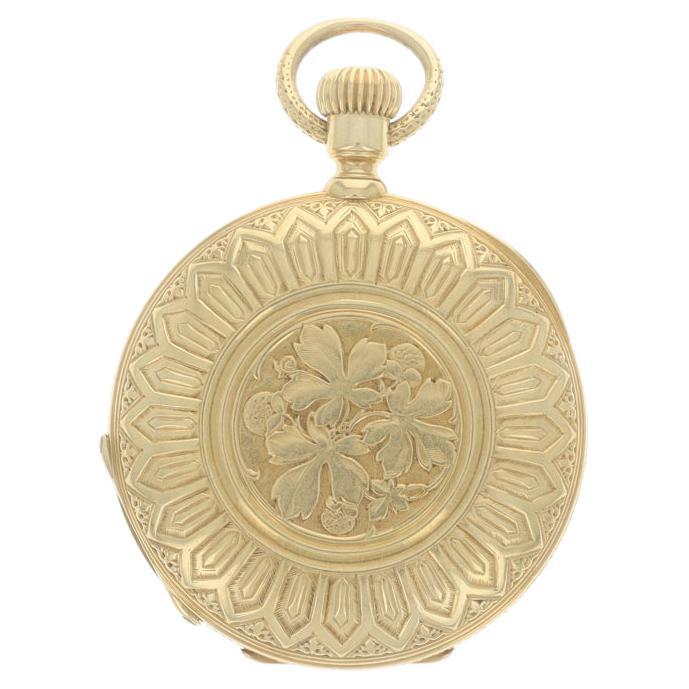 Tiffany & Co. Art Deco Hunter Ladies Pocket Watch Yellow Gold 18k Not Running