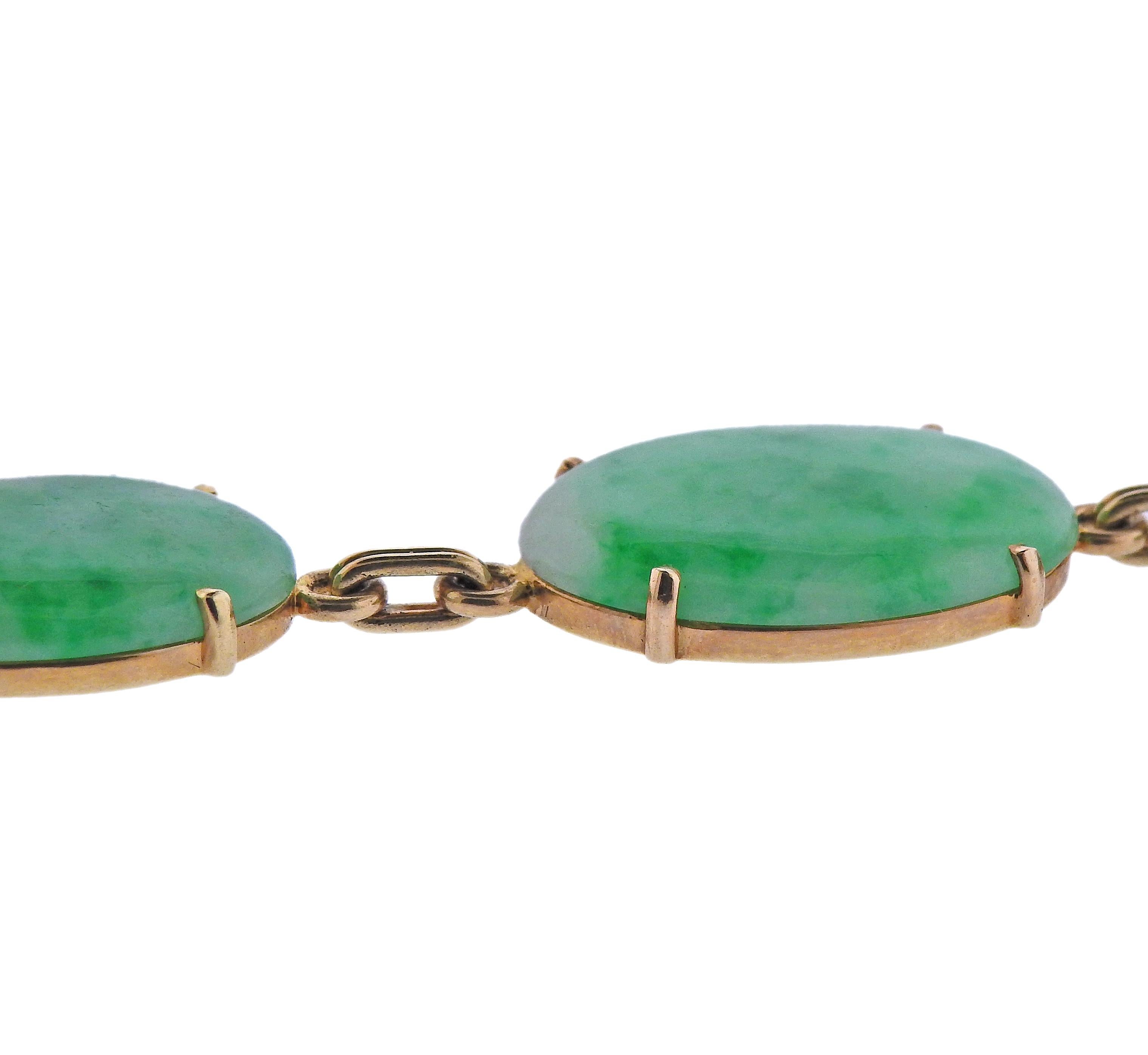 Art déco Tiffany & Co. Art Deco Jade Bracelet à maillons en or en vente