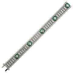 Tiffany & Co. Bracelet Art déco en diamants et émeraudes taillés en losange