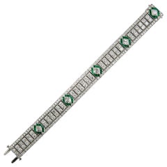 Vintage Tiffany & Co. Art Deco Lozenge-Cut Diamond and Emerald Bracelet