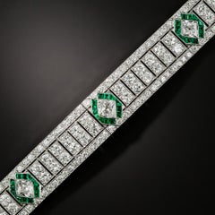 Tiffany & Co. Art Deco Lozenge-Cut Diamond and Emerald Bracelet