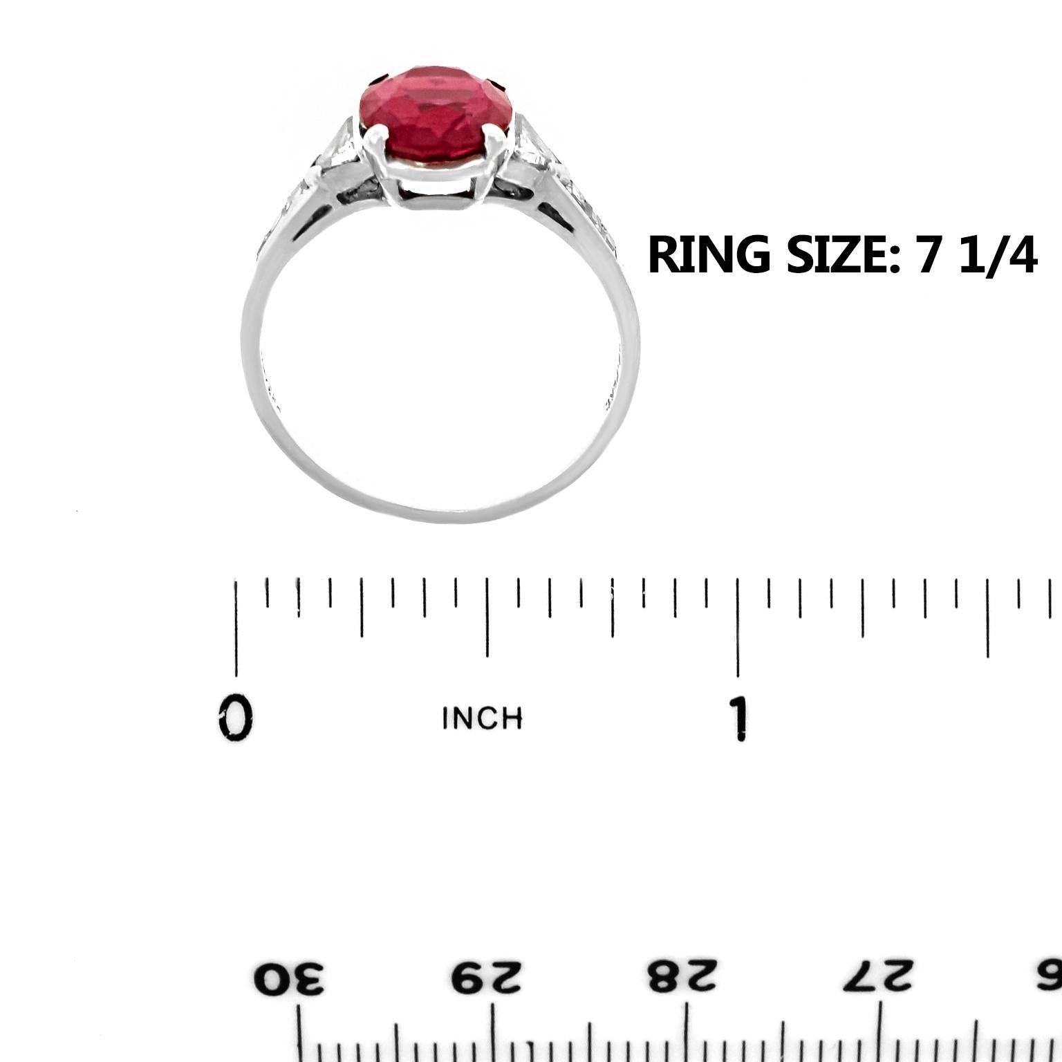 Tiffany & Co. Art Deco No-Heat Burma Ruby and Diamond Set Platinum Ring 3