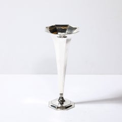 Tiffany & Co. Art Deco Octagonal Sterling Silver Trumpet Vase