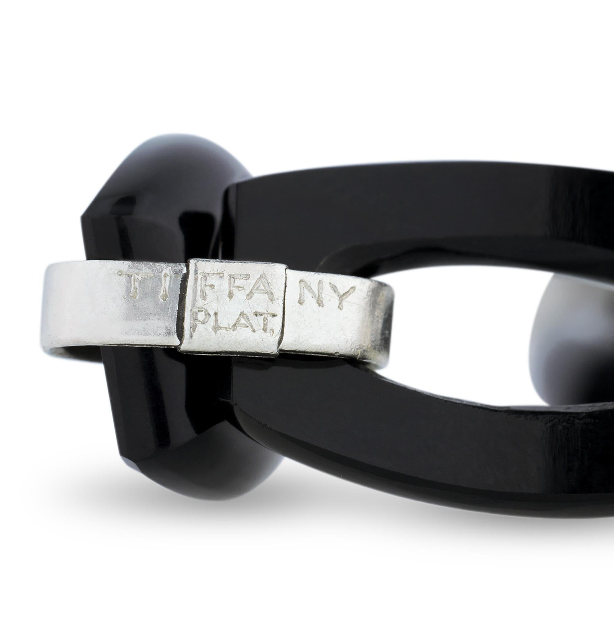 Round Cut Tiffany & Co. Art Deco Onyx Bracelet For Sale