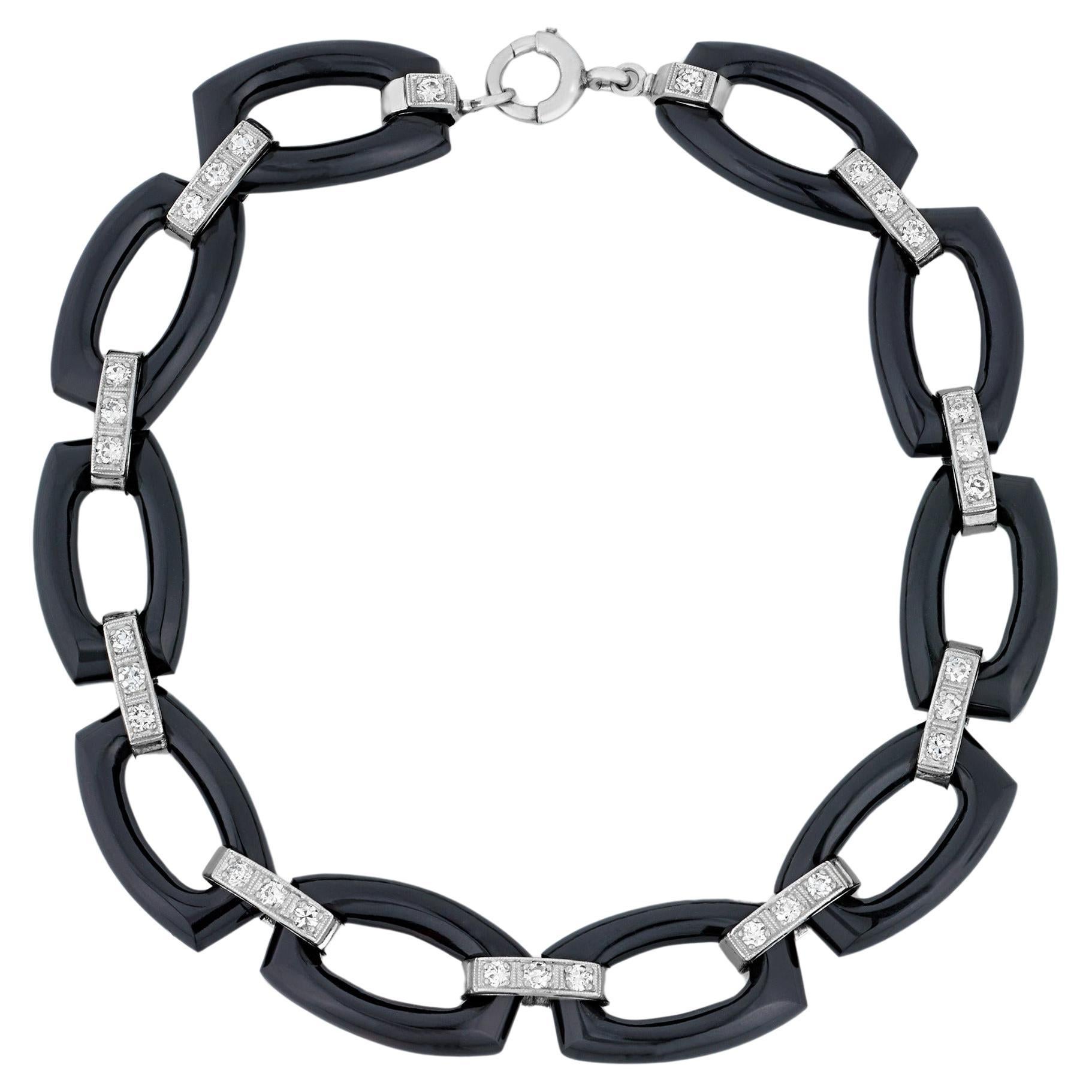 Tiffany & Co. Art Deco Onyx-Armband im Angebot