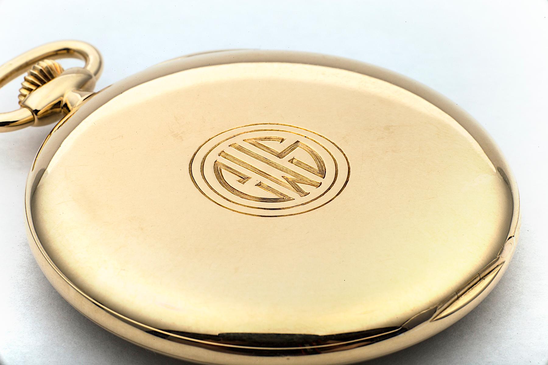 Tiffany & Co. Art Deco Open Face Yellow Gold Pocket Watch In Excellent Condition In Greenwich, CT