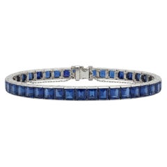 Tiffany & Co. Art Deco Platinum 21 Carat Burma Sapphire Line Tennis Bracelet