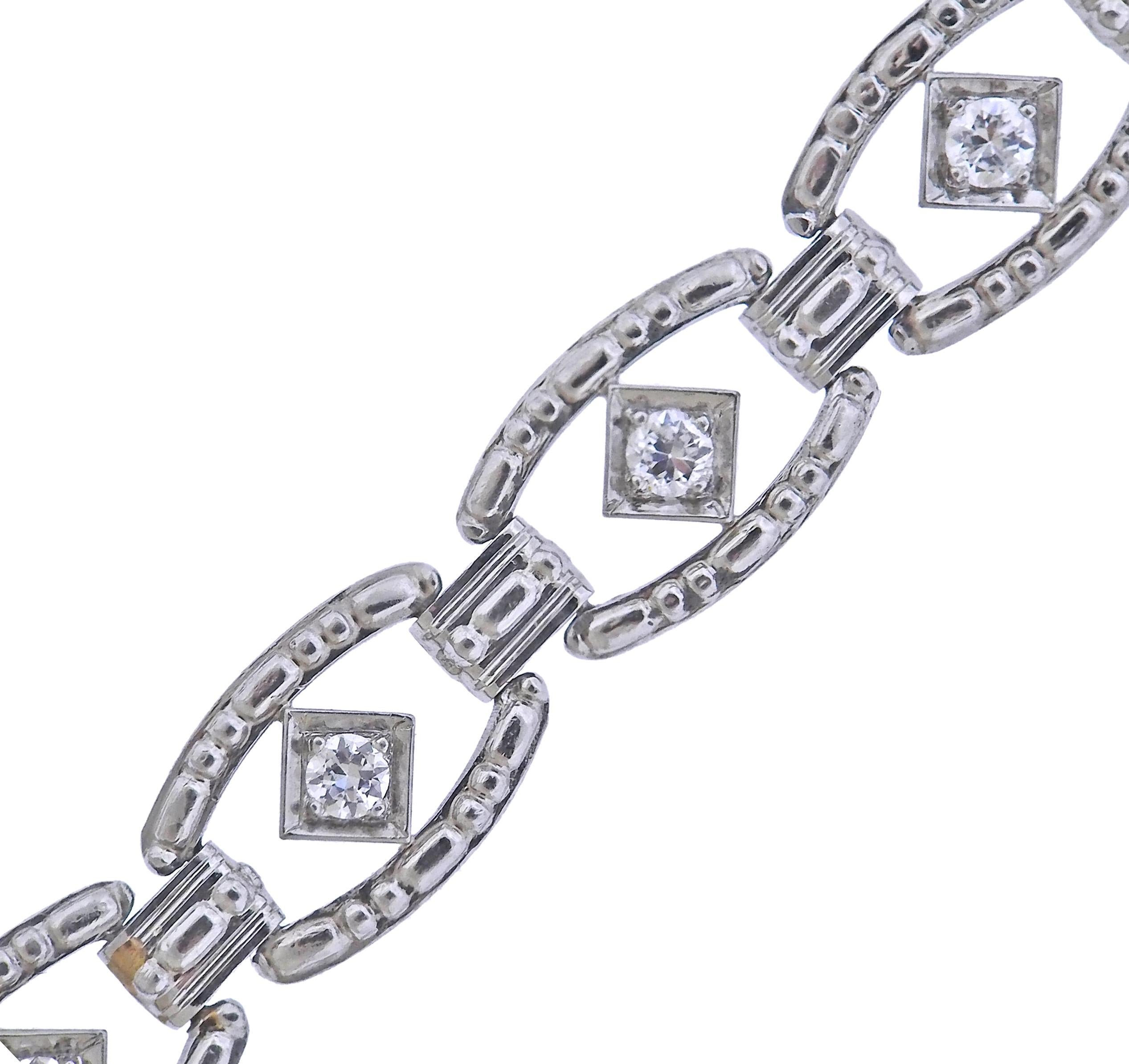 Bracelet Art Déco en platine de Tiffany & Co, avec environ 0,35ctw en diamants. Le bracelet mesure 6,75