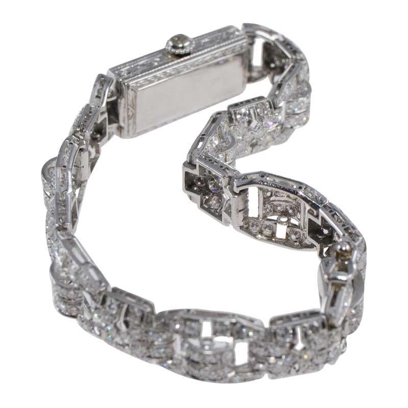 Tiffany & Co. Art Deco Platinum Diamond Manual Winding Dress Watch Circa 1930's 2