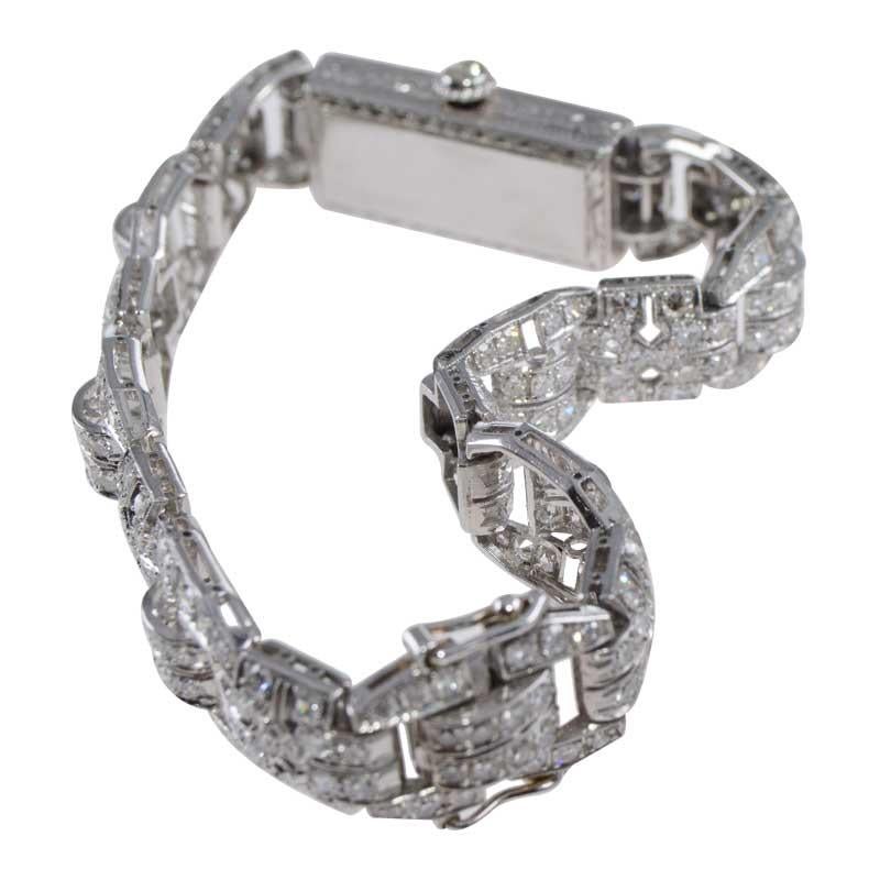 Tiffany & Co. Art Deco Platinum Diamond Manual Winding Dress Watch Circa 1930's 3