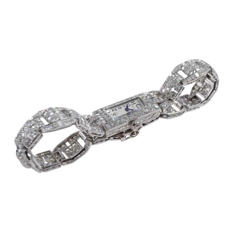 Women's Tiffany & Co. Art Deco Platinum Diamond Manual Winding Dress Watch Circa 1930's