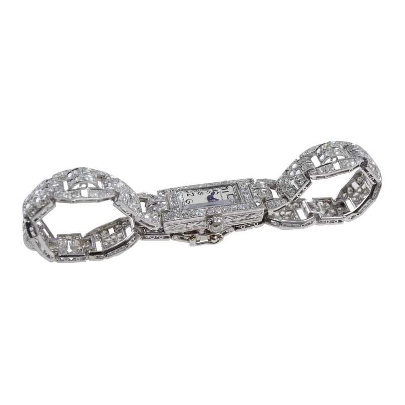 Tiffany & Co. Art Deco Platinum Diamond Manual Winding Dress Watch Circa 1930's 1