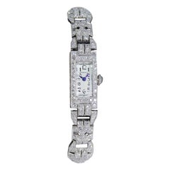 Vintage Tiffany & Co. Art Deco Platinum Diamond Manual Winding Dress Watch Circa 1930's