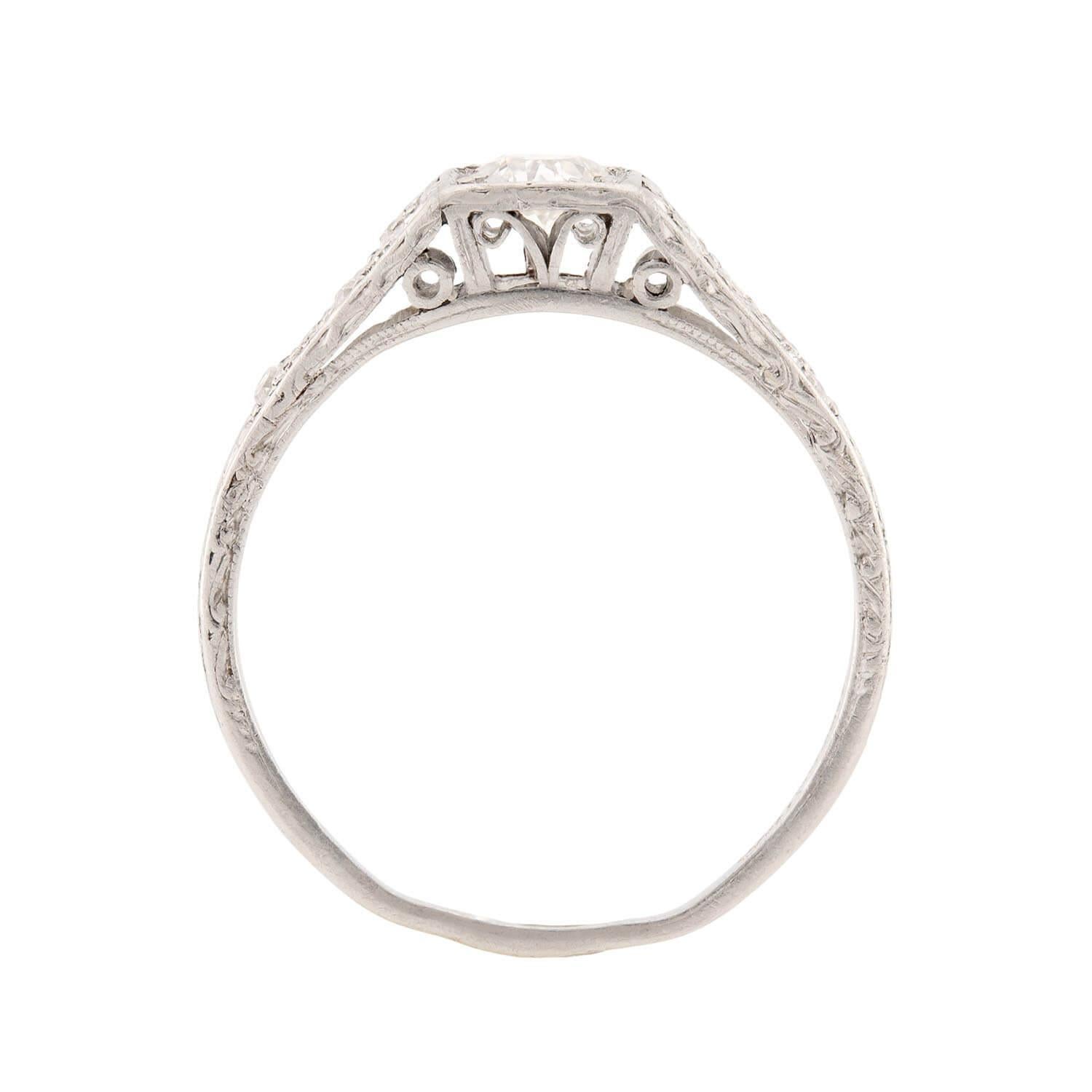 Old European Cut TIFFANY & CO Art Deco Platinum Diamond Ring For Sale