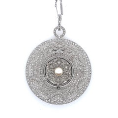 Tiffany & Co. Art Deco Platinum & Natural Pearl Pendant Watch