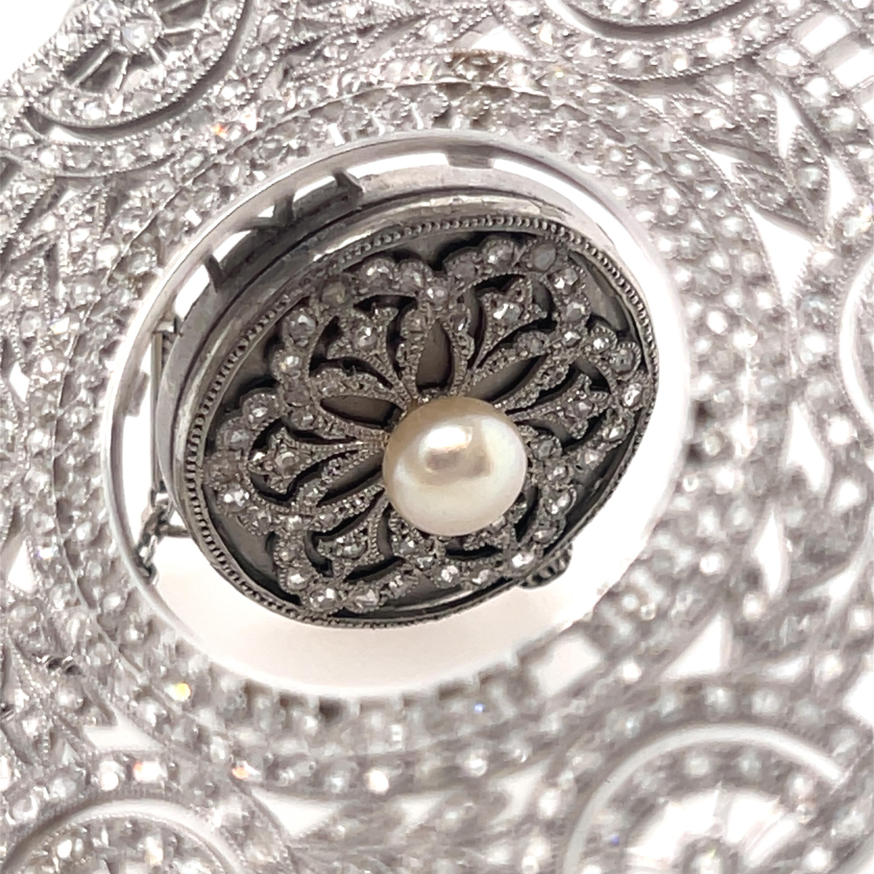 Tiffany & Co. Orologio con ciondolo in platino e perle naturali Art Deco in vendita 4