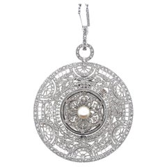 Tiffany & Co. Art Deco Platinum & Natural Pearl Pendant Watch