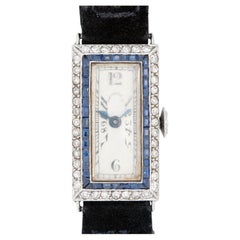 TIFFANY & CO. Art Deco Platin Saphir und Diamant Uhr