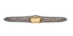 Tiffany & Co Art Deco Precious Topaz Diamond Platinum Bar Brooch