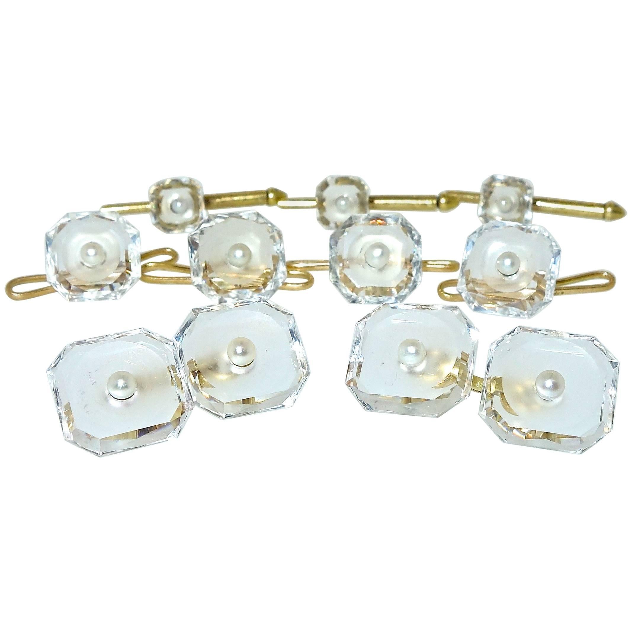 Tiffany 
Co. Art Deco Rock Crystal Full Dress Set, circa 1925