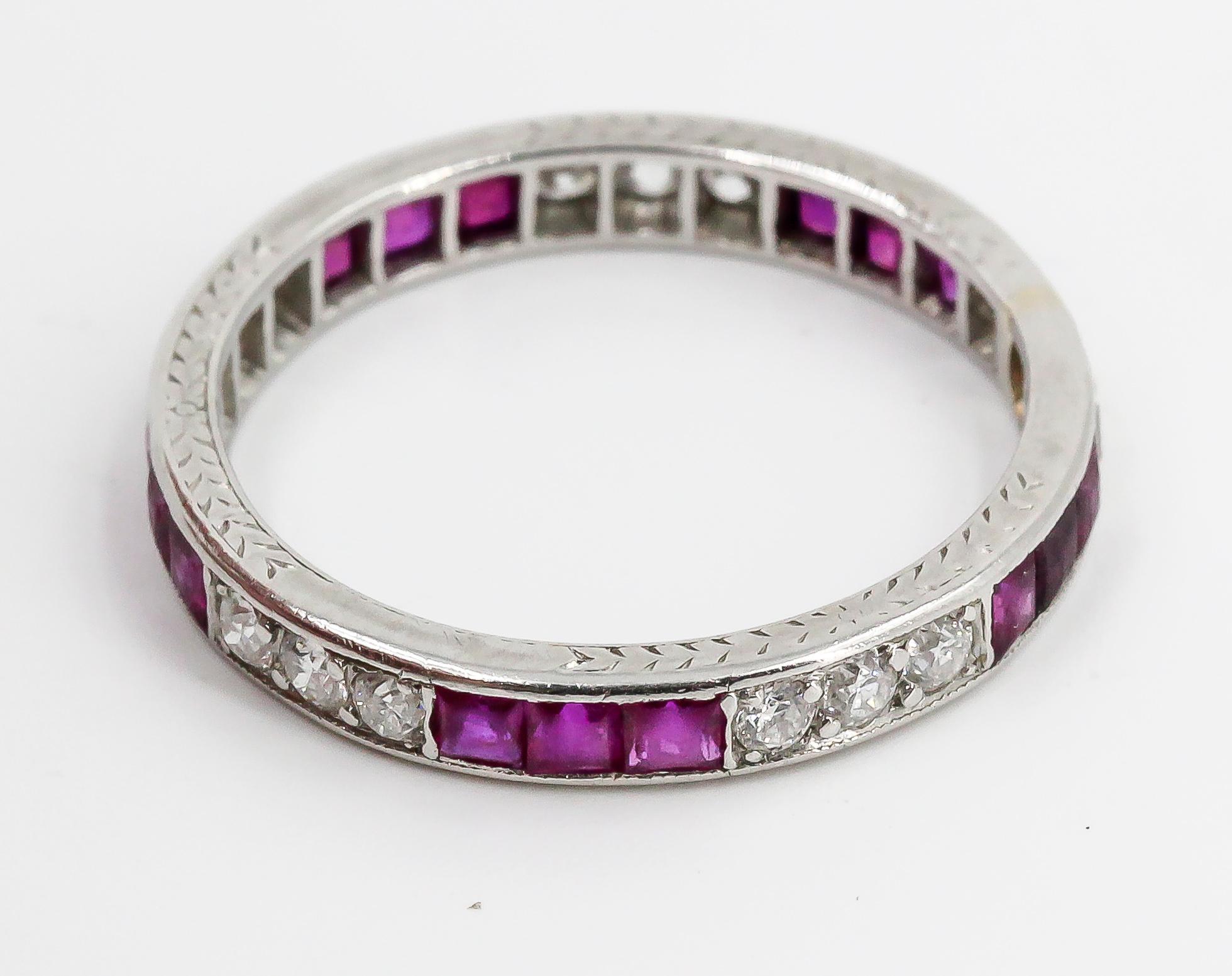 Tiffany & Co. Art Deco Ruby, Diamond and Platinum Band In Good Condition In New York, NY