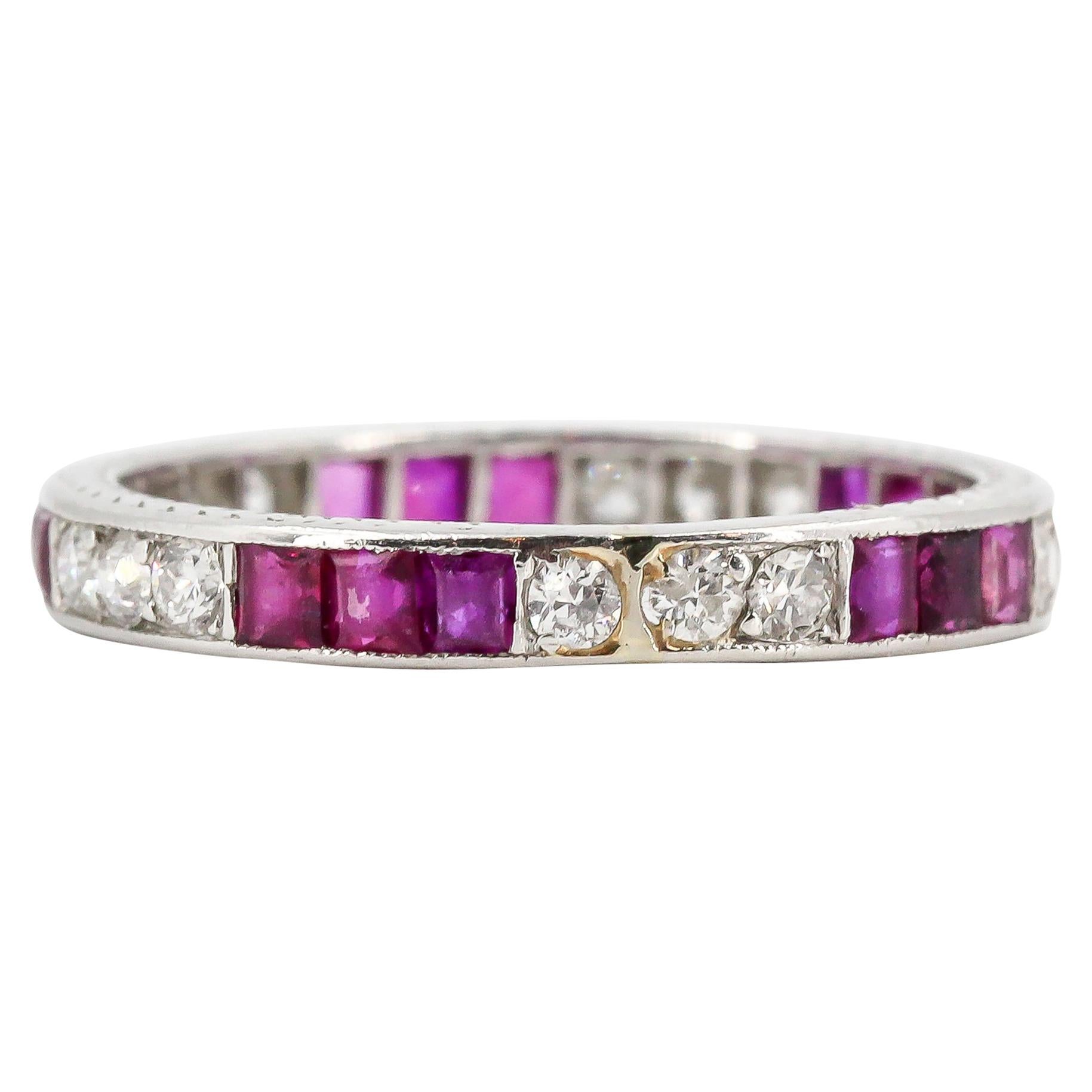 Tiffany & Co. Art Deco Ruby, Diamond and Platinum Band